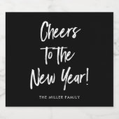 Gelukkig Nieuwjaar Proost op Nieuwjaar Zwart Moder Sparkling Wijnetiket (Enkel label)