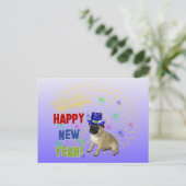 Gelukkig Nieuwjaar Pugs Ansichtkaart Feestdagenkaart (Staand voorkant)