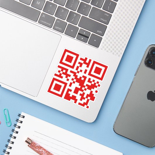 Gelukkig nieuwjaar! — QR-code Sticker (Laptop met iPhone)