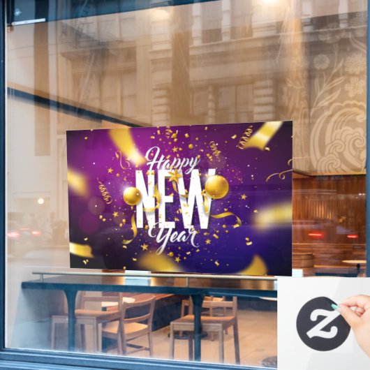 Gelukkig nieuwjaar raamsticker (Cafe Raam)