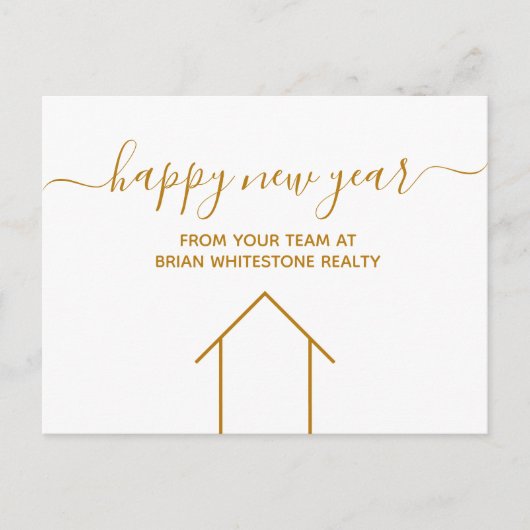 Gelukkig nieuwjaar Real Estate Company Gold Corpor Briefkaart (Voorkant)