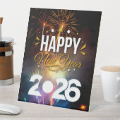 Gelukkig nieuwjaar reclamebord met voetstuk (Insitu)