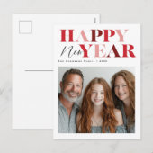 Gelukkig nieuwjaar Red Design Feestdagenkaart (Voorkant / Achterkant)