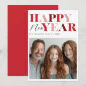 Gelukkig nieuwjaar Red Design Feestdagenkaart (Voorkant / Achterkant)