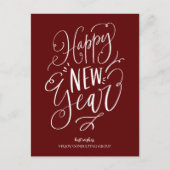 Gelukkig Nieuwjaar Red Script Modern Business Feestdagenkaart (Voorkant)