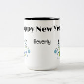 Gelukkig Nieuwjaar Retro 15oz. Tweekleurige Koffiemok (Center)