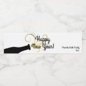 Gelukkig Nieuwjaar, retro mousserende wijnfles Waterfles Etiket (Enkel label)