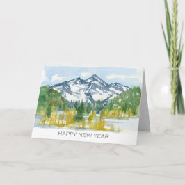Gelukkig Nieuwjaar Rocky Mountains Winter Waterver Kaart