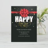 Gelukkig Nieuwjaar Rode Bow Kaart (Staand voorkant)