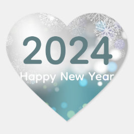 Gelukkig Nieuwjaar rond Sticker sneeuwvlokken