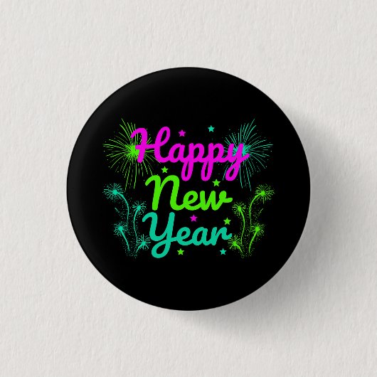 Gelukkig Nieuwjaar  Ronde Button 3,2 Cm (Voorkant)
