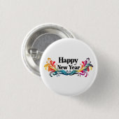 Gelukkig nieuwjaar ronde button 3,2 cm (Voorkant /achterkant)