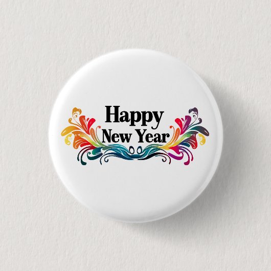 Gelukkig nieuwjaar ronde button 3,2 cm (Voorkant)