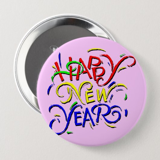 Gelukkig nieuwjaar ronde button 4,0 cm (Voorkant /achterkant)