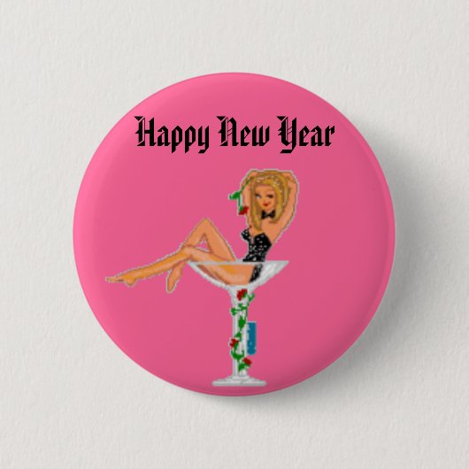 Gelukkig nieuwjaar ronde button 5,7 cm (Voorkant)