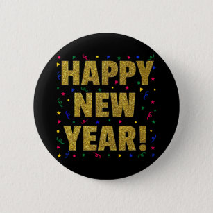 Gelukkig nieuwjaar ronde button 5,7 cm