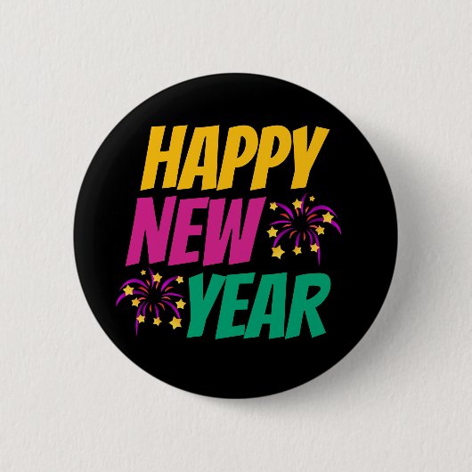 Gelukkig Nieuwjaar Ronde Button 5,7 Cm (Voorkant)