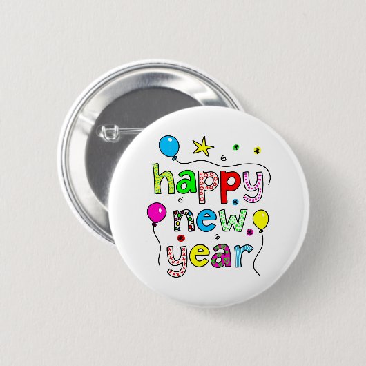 Gelukkig nieuwjaar ronde button 5,7 cm (Voorkant /achterkant)