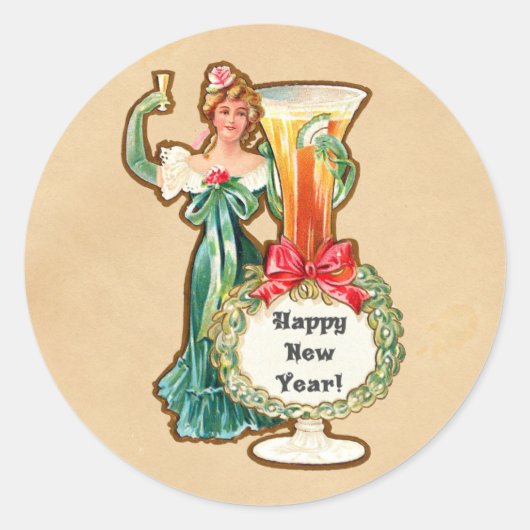 Gelukkig nieuwjaar ronde sticker (Voorkant)