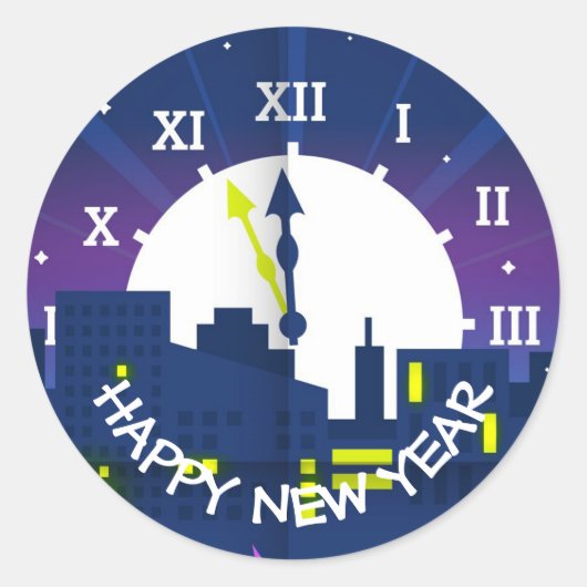 Gelukkig nieuwjaar ronde sticker (Voorkant)