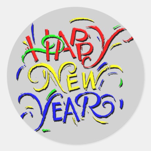 Gelukkig nieuwjaar ronde sticker (Voorkant)