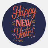Gelukkig Nieuwjaar Ronde Sticker (Voorkant)