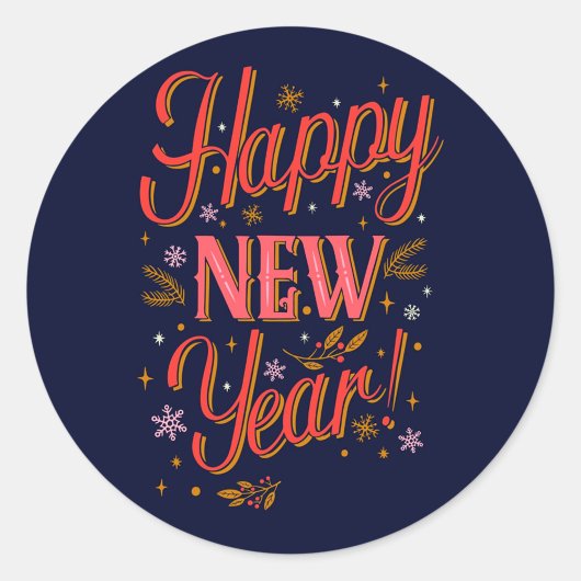 Gelukkig Nieuwjaar Ronde Sticker