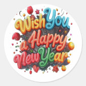 Gelukkig nieuwjaar ronde sticker (Voorkant)