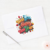 Gelukkig nieuwjaar ronde sticker (Envelop)