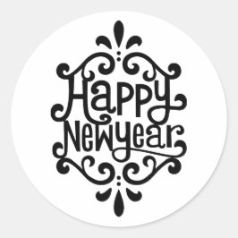 Gelukkig nieuwjaar ronde sticker