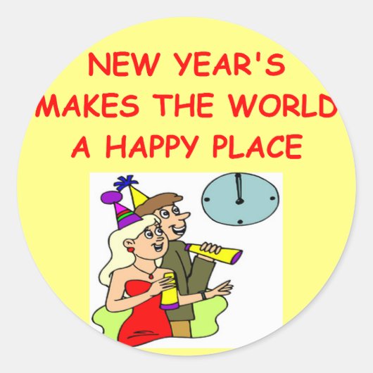 gelukkig nieuwjaar ronde sticker (Voorkant)