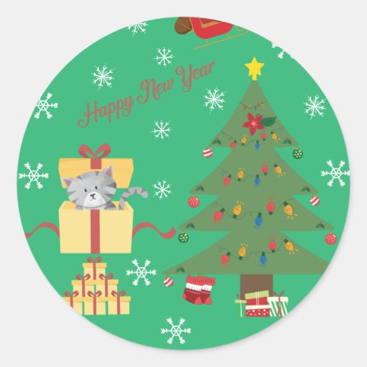 Gelukkig nieuwjaar ronde sticker (Voorkant)