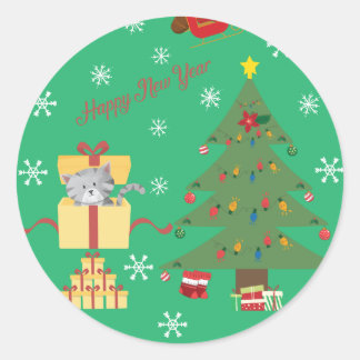 Gelukkig nieuwjaar ronde sticker