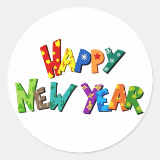 Gelukkig nieuwjaar! ronde sticker (Voorkant)