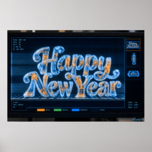 Gelukkig Nieuwjaar Röntgen Scanner Lettering Poster