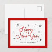 Gelukkig nieuwjaar rood en wit briefkaart (Voorkant / Achterkant)