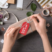 Gelukkig Nieuwjaar Rood en Wit Maatwerk Cadeaulabel