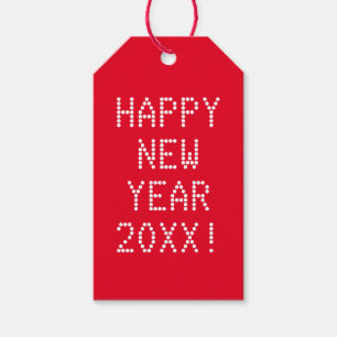 Gelukkig Nieuwjaar rood en wit modern Cadeaulabel
