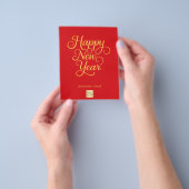 Gelukkig Nieuwjaar rood goud script bedrijfslogo Flyer (Hand)