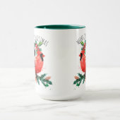 Gelukkig nieuwjaar rood kardinaal en vrolijk kerst mok (Midden)