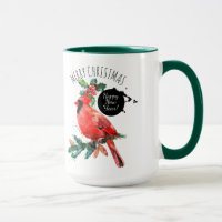 Gelukkig nieuwjaar rood kardinaal en vrolijk kerst