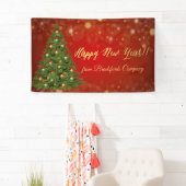 Gelukkig nieuwjaar, rood, kerstboom spandoek (Insitu)