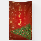 Gelukkig nieuwjaar, rood, kerstboom spandoek (Verticaal)