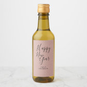 Gelukkig Nieuwjaar Roze Glitter Persoonlijk Feest Wijn Etiket (Voorkant)