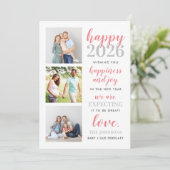 Gelukkig Nieuwjaar Roze Verwachting in 2024 Feestdagenkaart (Staand voorkant)
