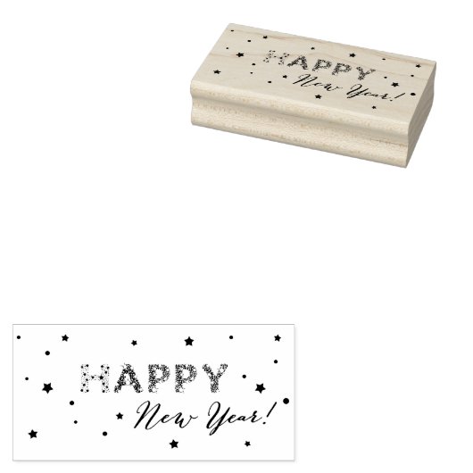 Gelukkig nieuwjaar rubberstempel (Gestempeld)