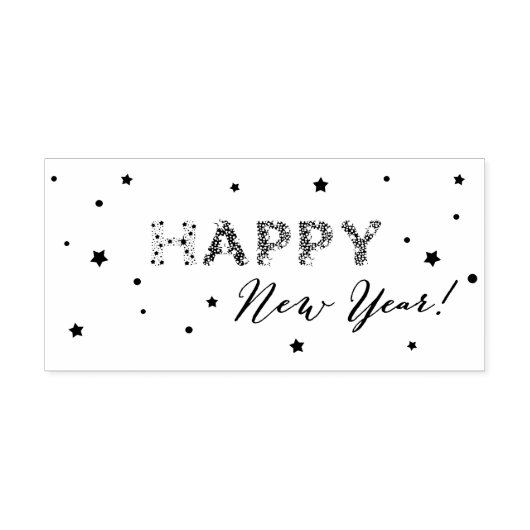 Gelukkig nieuwjaar rubberstempel (Afrduk)