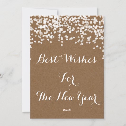 Gelukkig Nieuwjaar Rustiek Hout Glansende Sterren  Feestdagenkaart (Achterkant)