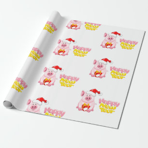 gelukkig nieuwjaar santa claus kerstmis cadeaupapier