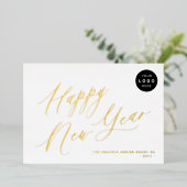 Gelukkig Nieuwjaar script business LOGO 2026 goud Folie Feestdagenkaart (Staand Voorkant)